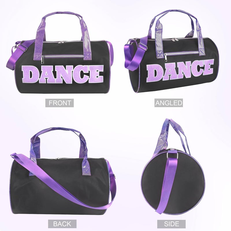 MADISON & DAKOTA Dance Duffle Bags for Dancers, Girls, Teens, and Student Athletes, Fun Dance Workout Duffel Bag for Girls and Boys (Black/Purple) - Image 4